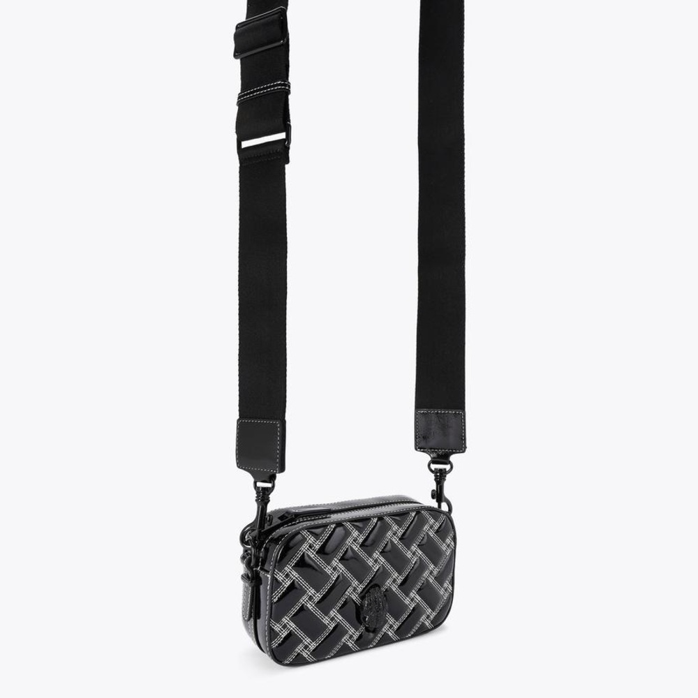 NWT Kurt Geiger Black Woven Leather Crossbody Belt Bag